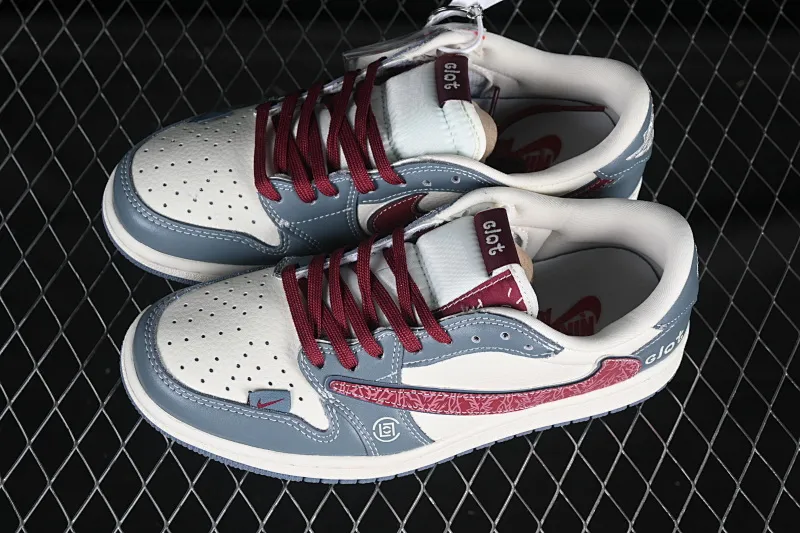 All categories Air Jordan Jordan series basketball shoes Air Jordan 1 Low High-end customized low-top sneakers Travis Scott x Fragment Design x Air Jordan 1 Low OG SP Joe 1 Guanxi co-branded gray and red pattern hook low-top cultural casual sneakers XS2024-009